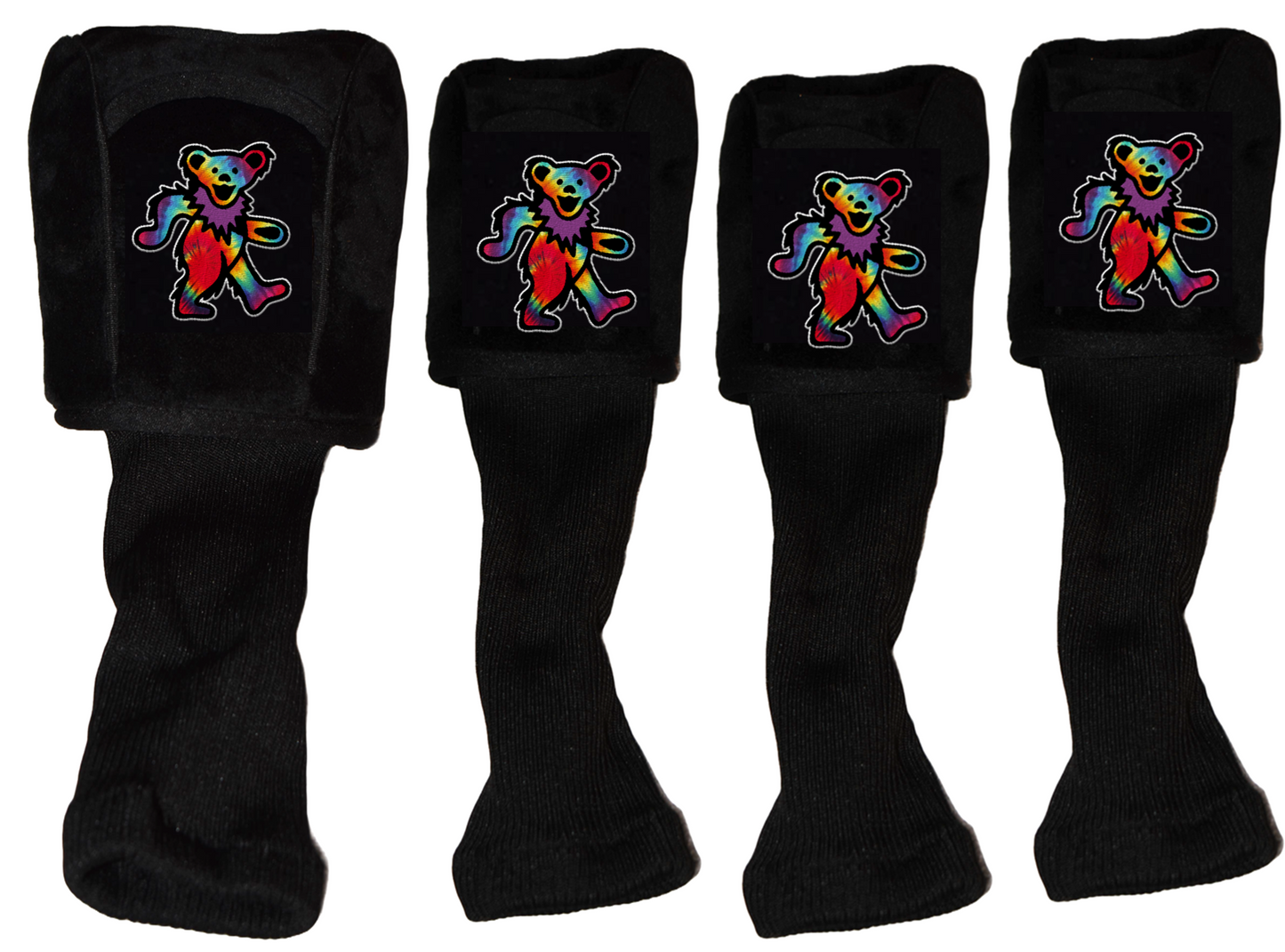 Dancing Bear Tie Dye Golf Head Cover Selection, Full Front View