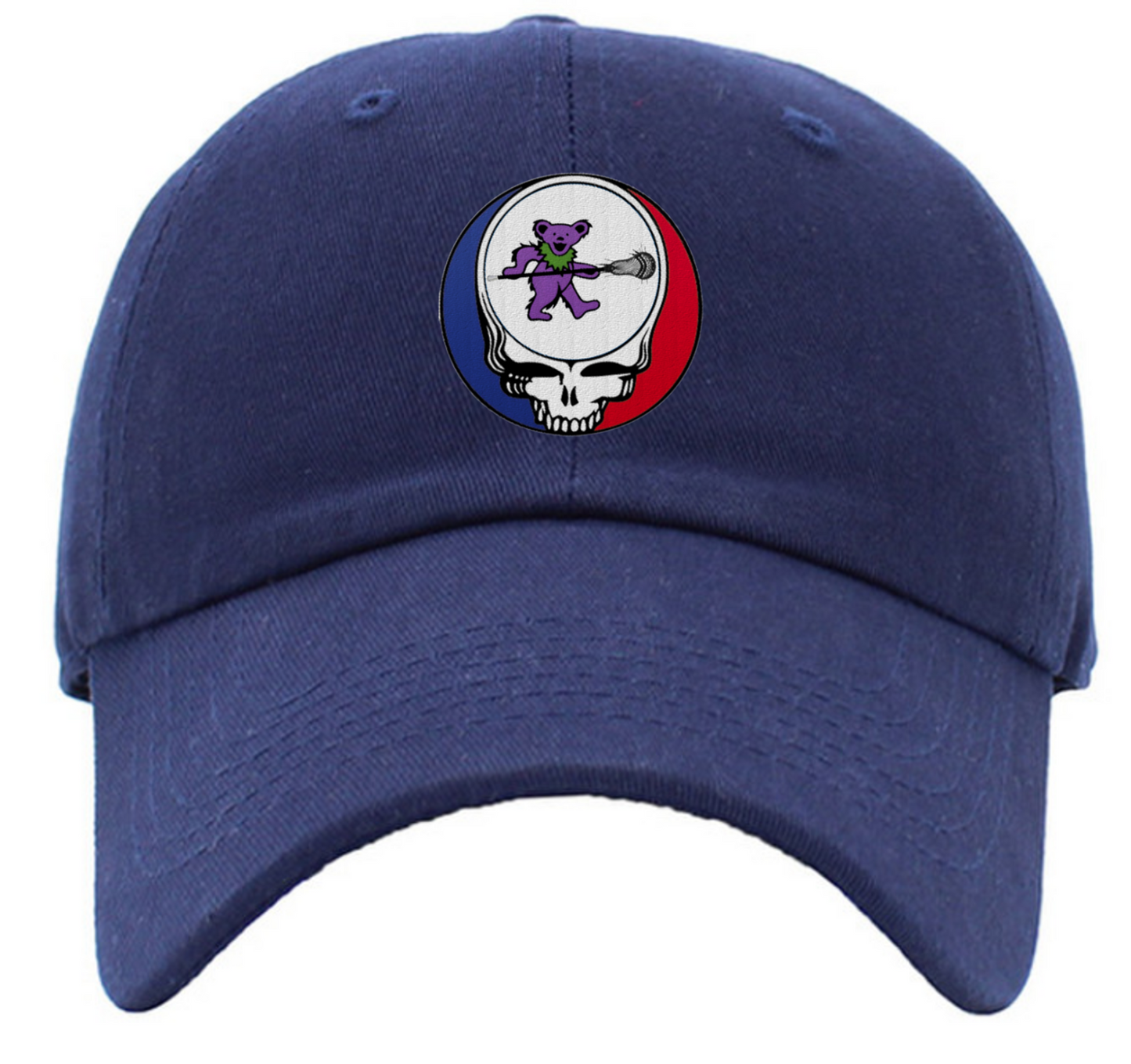 Dancing Bear Holding Lacrosse Stick Steal Your Face Low Profile Baseball Hats