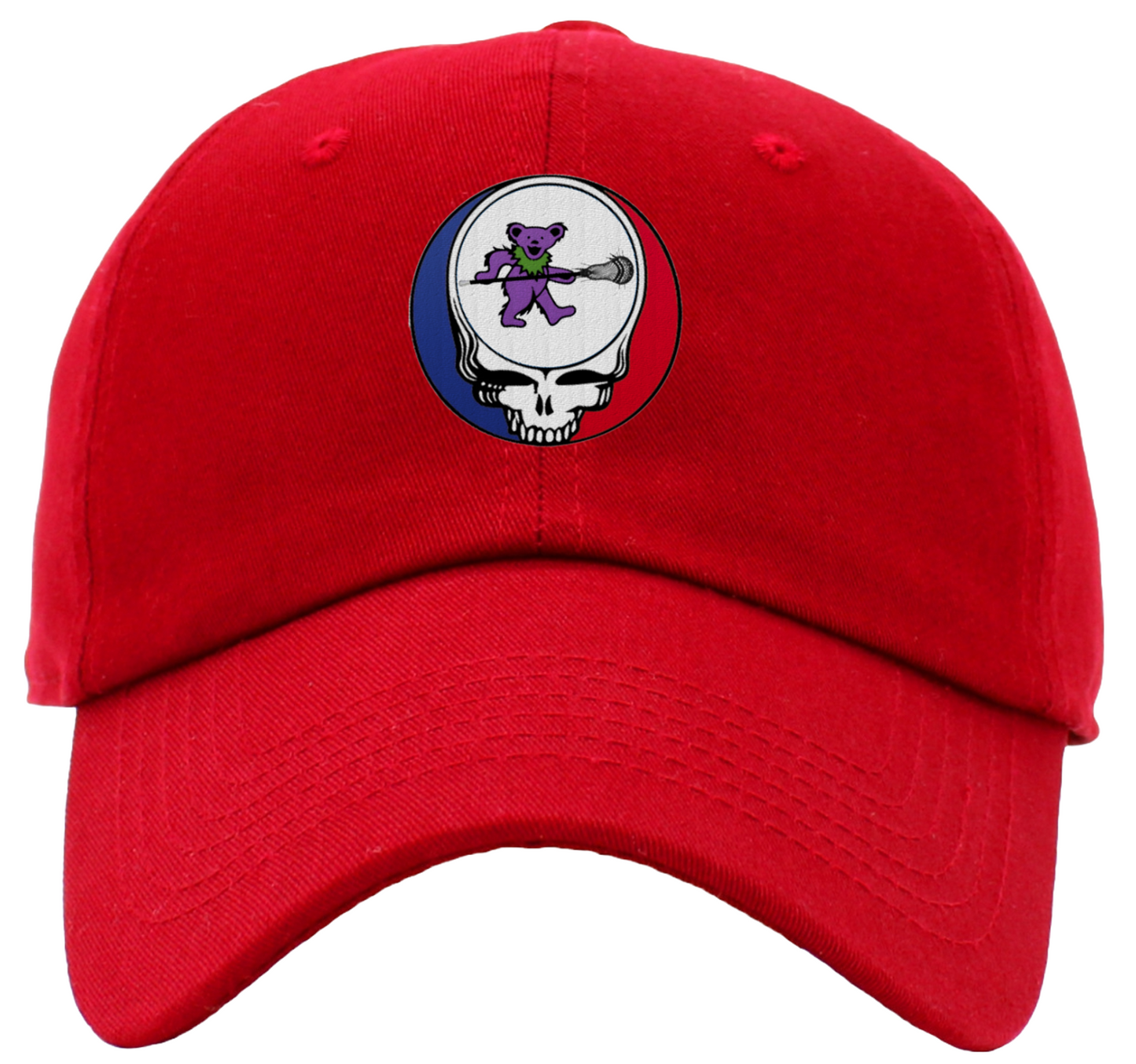 Dancing Bear Holding Lacrosse Stick Steal Your Face Low Profile Baseball Hats
