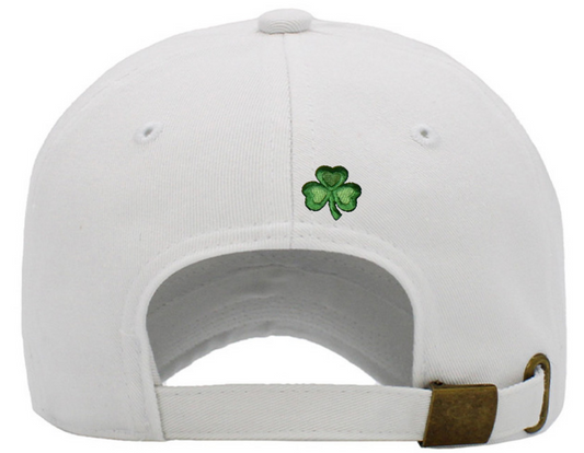Shamrock Baseball Hat (6-Panel), White, Rear View