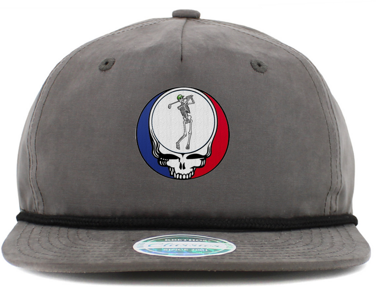 Skeleton Golfing Steal Your Face Baseball Hat with Brim Rope