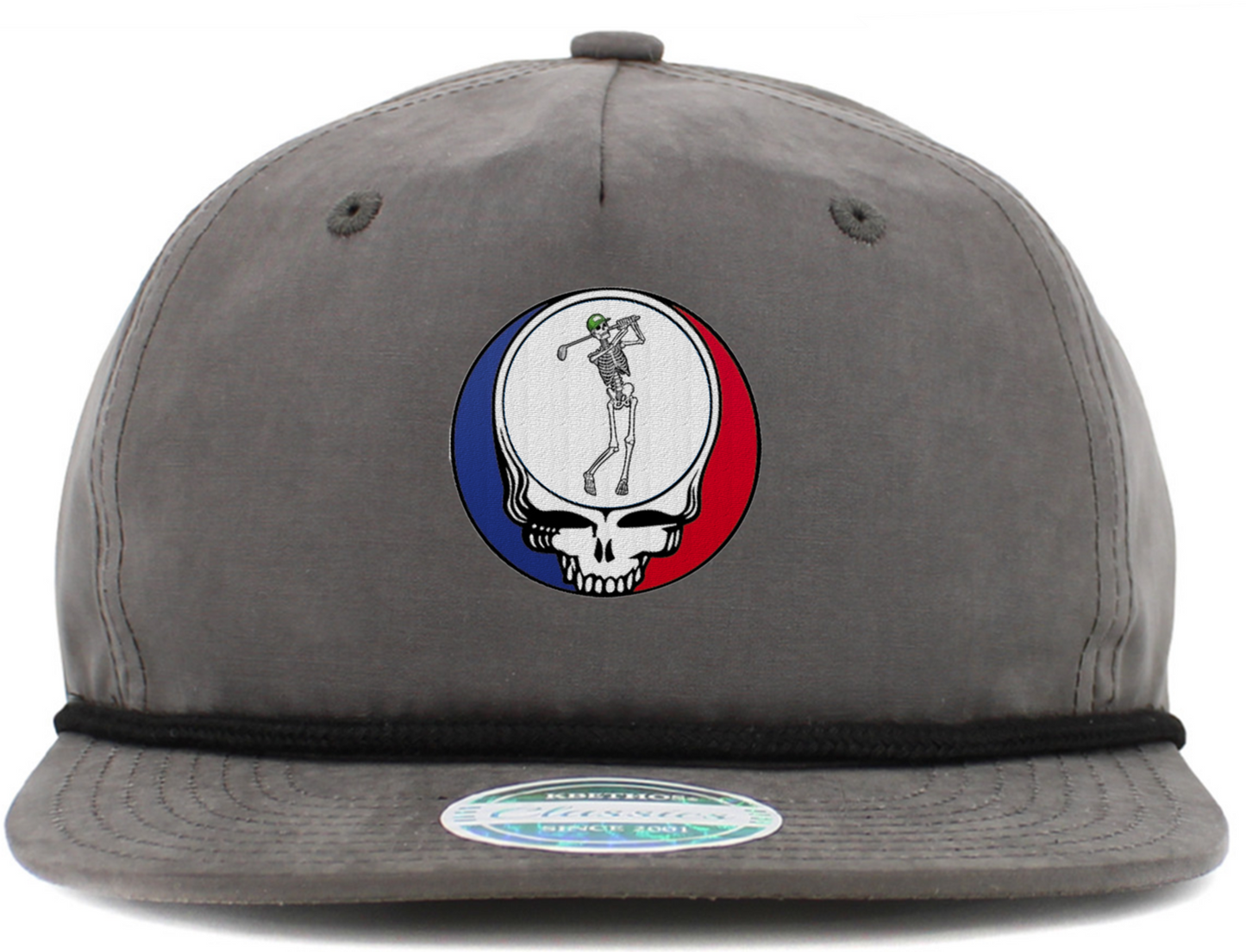 Skeleton Golfing Steal Your Face Baseball Hats (5-Panel Brim Rope)