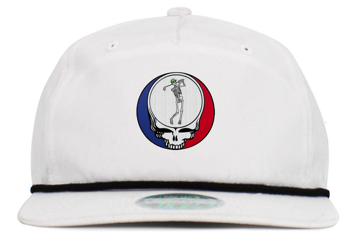 Skeleton Golfing Steal Your Face Baseball Hat with Brim Rope