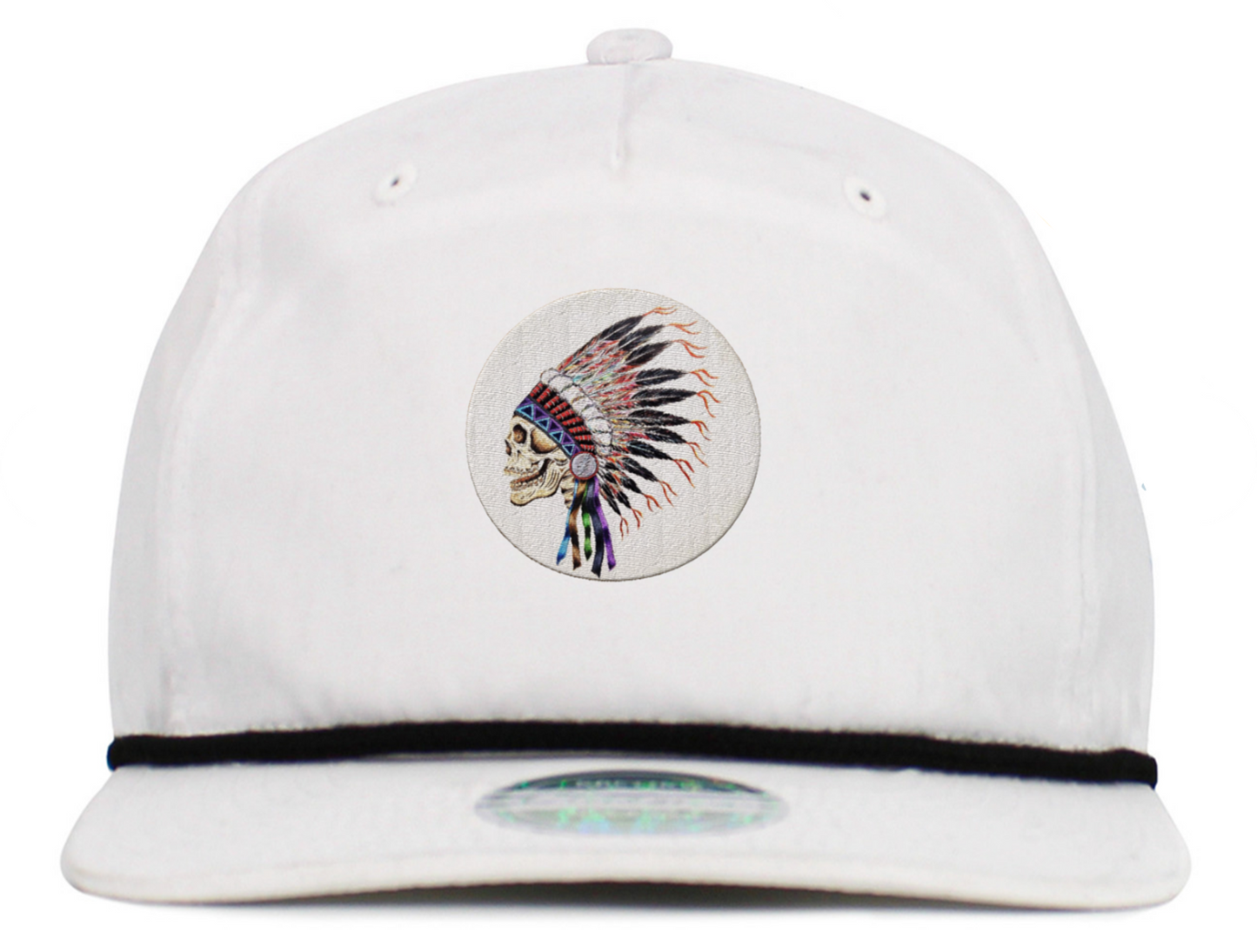 Indian Skull Headdress Baseball Hat with Brim Rope