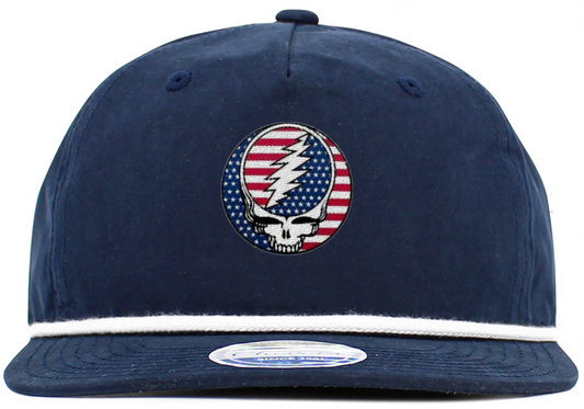 American Flag alternate Steal Your Face Baseball Hat with Brim Rope