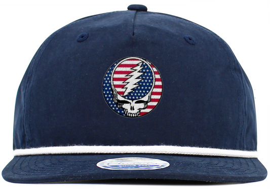 American Flag Steal Your Face Baseball Hats (5-Panel Brim Rope)