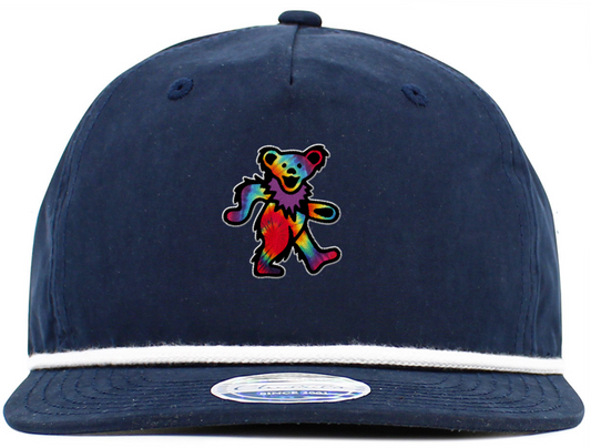 Dancing Bear Tie Dye Baseball Hat with Brim Rope