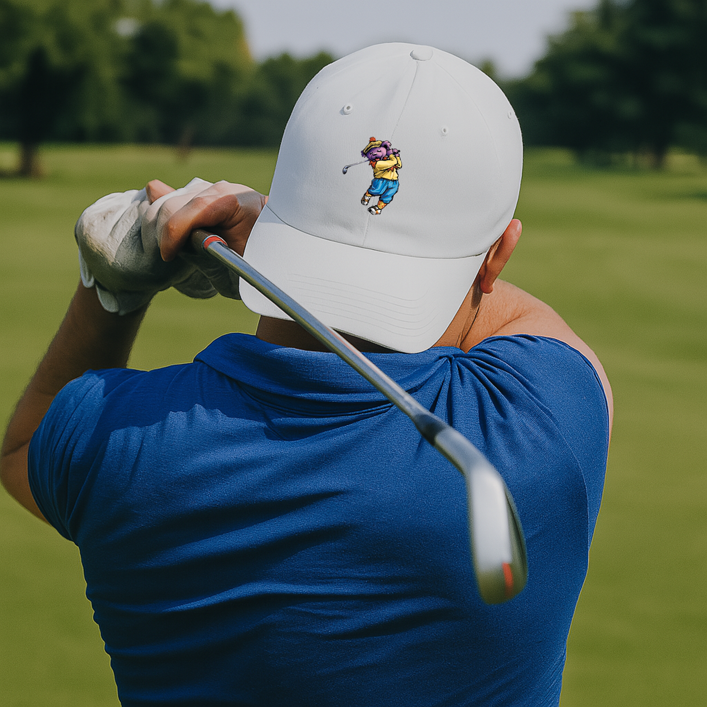 Header Action Image, Dancing Bear Golfing, Low Profile Baseball Hat
