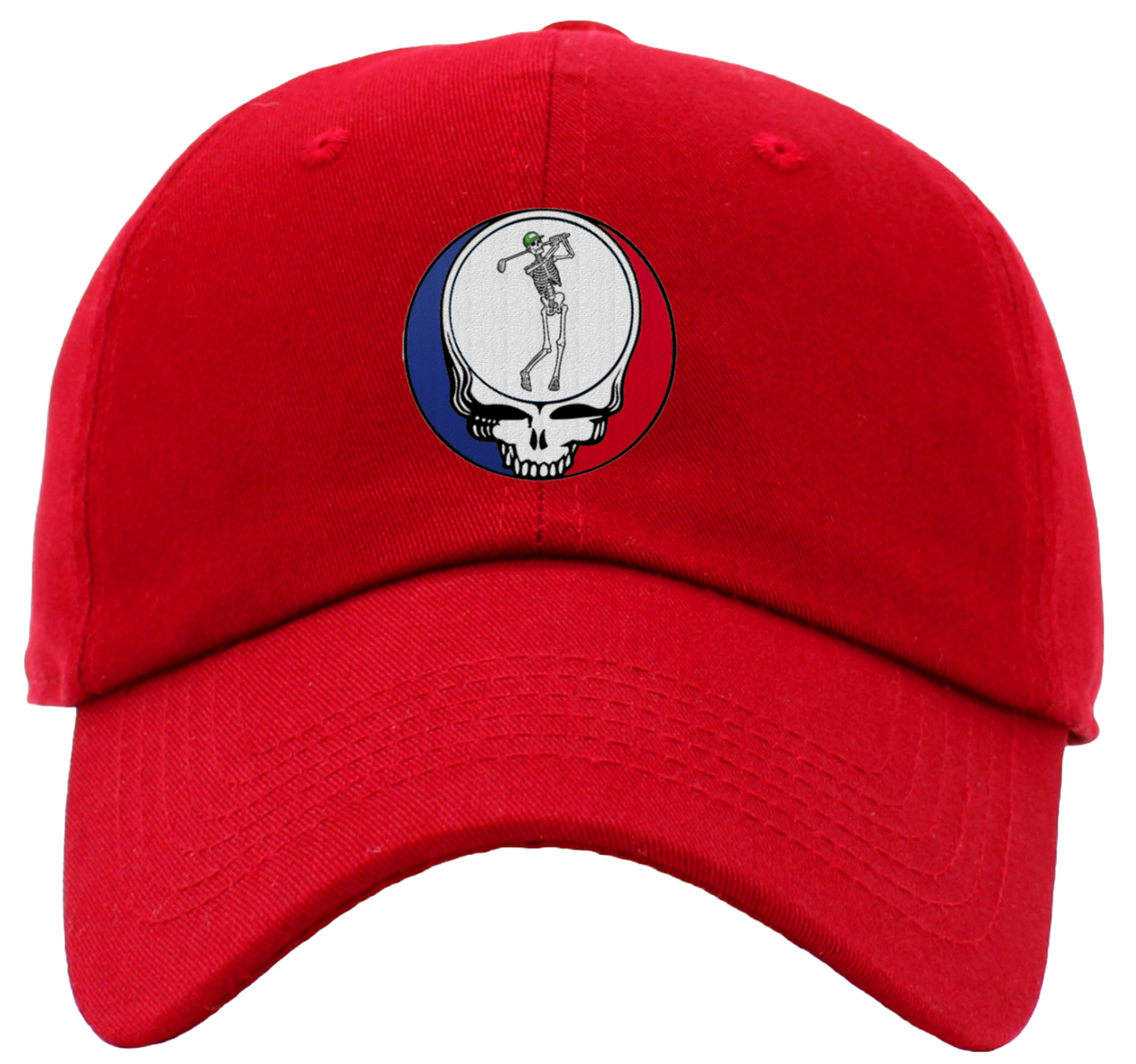 Skeleton Golfing Steal Your Face Baseball Hat