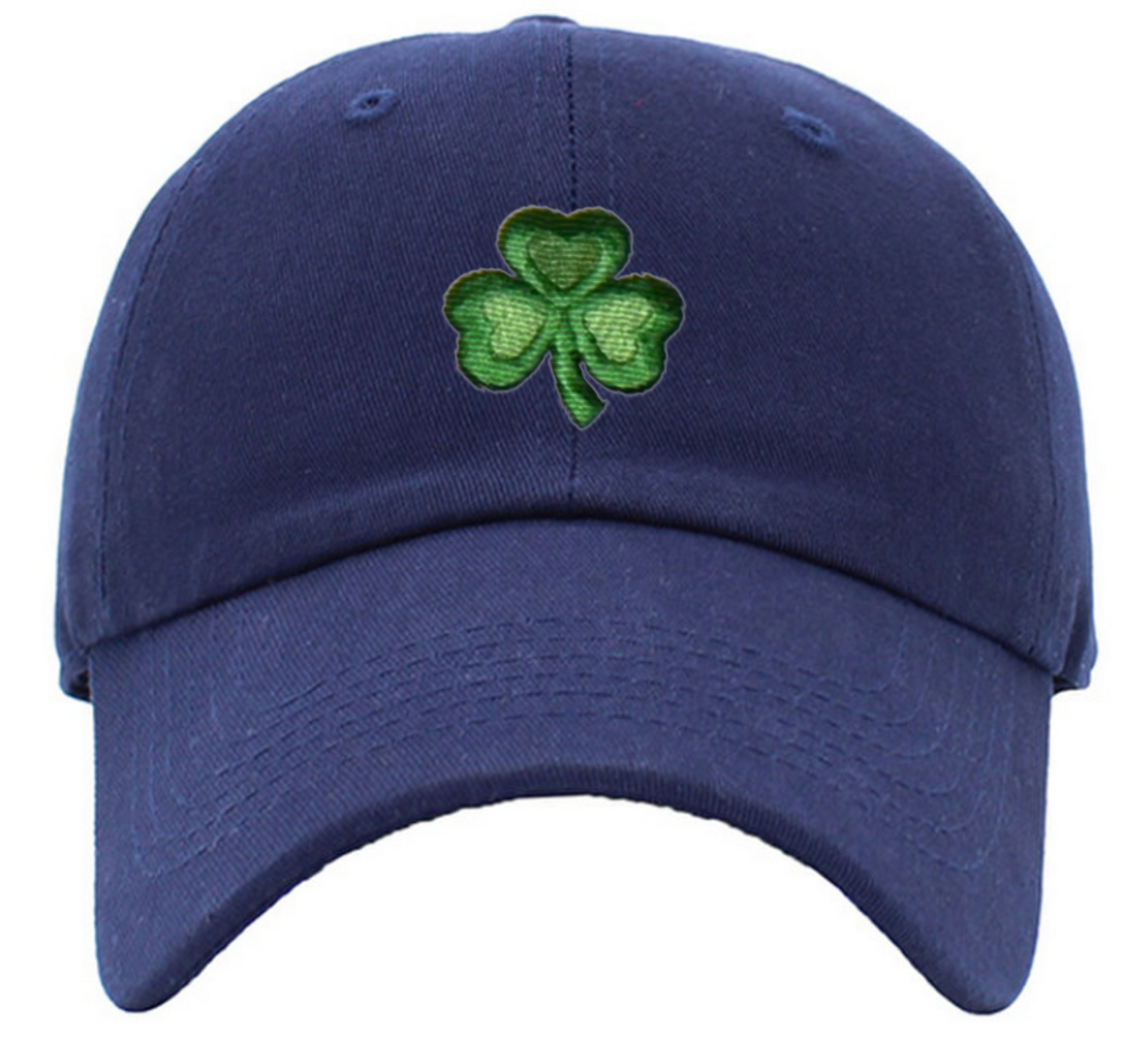 Shamrock Baseball Hat (6-Panel), Blue, Front View