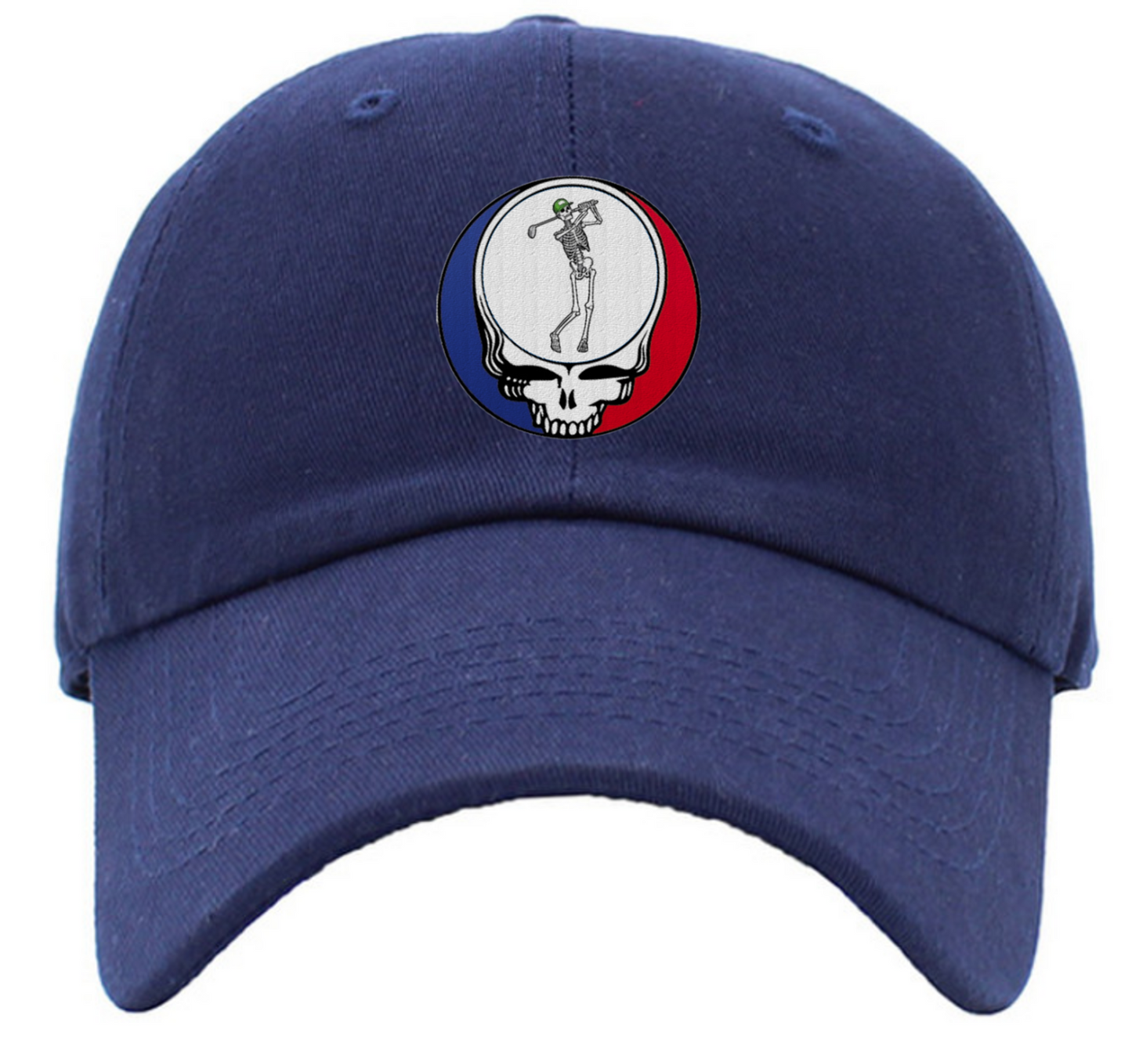 Skeleton Golfing Steal Your Face Baseball Hat