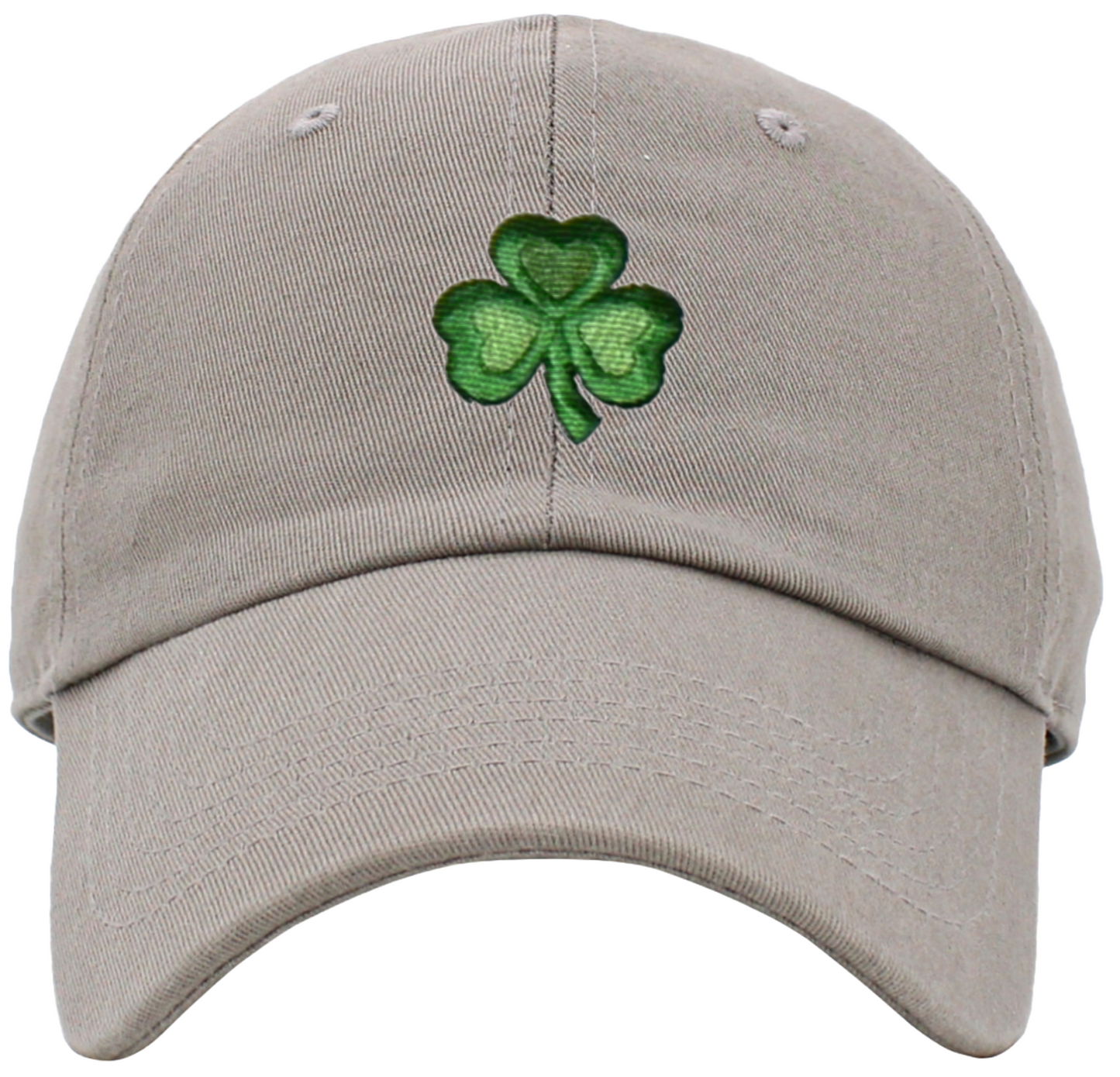 Shamrock Baseball Hat (6-Panel), Gray, Front View