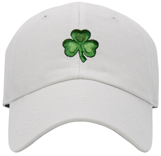 Shamrock Baseball Hat (6-Panel), White, Front View