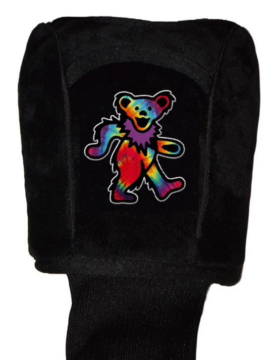 Dancing Bear Tie Dye Golf Head Cover, Driver, Front Close-Up View